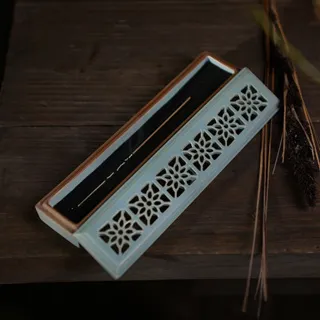 Premium Ceramic Incense Burner Box – Stickless Agarwood Incense Holder (24 cm Rectangular Design)